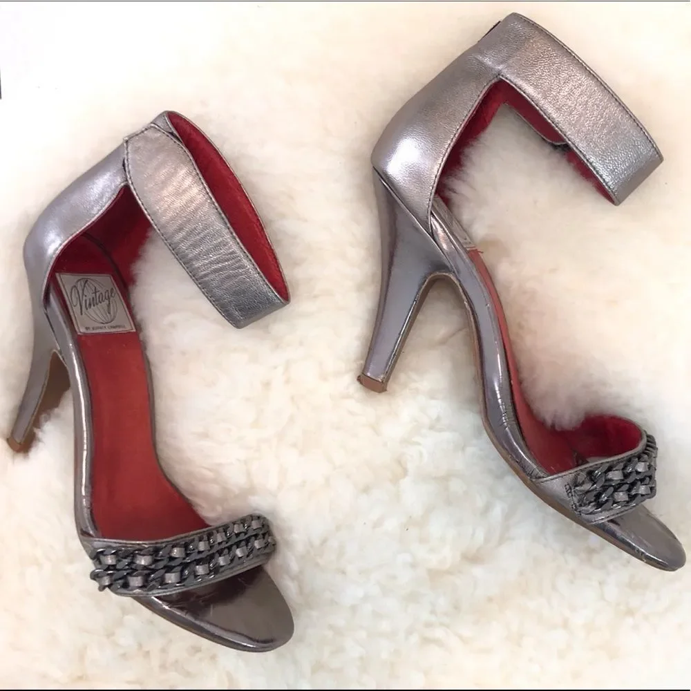Jeffrey Campbell Hough Bronze Silver Leather Heels - Picture 7 of 11